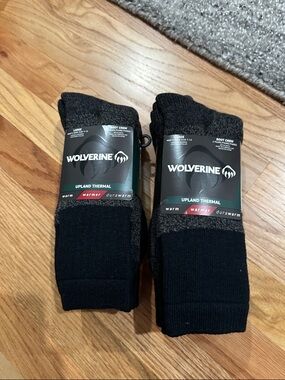 (2 packs) NEW Wolverine black Upland Thermal socks size Large 7-12